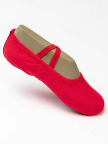 1 Pair Professional Dance Shoes, Unisex Soft Bottom Cat Paw Design Non-Slip Durable Slip-On Dance Shoes, Red - Red - View 4