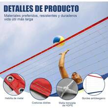 Red de Voleibol Profesional para Exteriores, 32 x 3 FT Red de Voleibol Portátil, con Bolsa de Transporte, de Acero Alargado para Aviones, para Interior0, Partido, Alberca, Playa