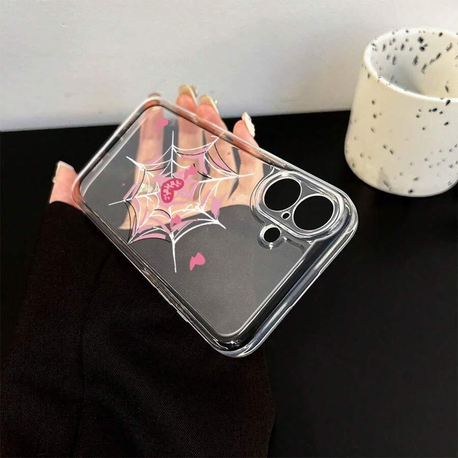 Funda de Teléfono de Telaraña de Corazón Rojo para Oppo A3 A3 Pro A3X A16 A17K A38 A55 A57 A57S A58 A60 A76 A77S A78 A79 A80 5G A95 A98 Reno 5 8T 10 11 Pro 12F Funda de Teléfono Transparente de Caricatura a Prueba de Golpes Cobertura Completa TPU Funda Protectora Simple de Moda a Prueba de Golpes Carcasa Suave Creativa - Colores mixtos - Ver 1