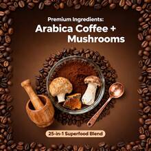Mushroom Coffee, Instant Mushroom Coffee With Turkey Tail And Tremella Extracts - Energize And Hydrate | 6.35 Oz| 20 Packets, Reishi, Lion'S Mane, Cordyceps, Maitake, Shiitake, Cold Brew Instant Coffee For Energy, Dark Roast Arabica Coffee Bean Powder - 彩色 - 查看 7