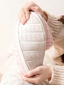 1 Pair Cute Bow Decor Slippers For Teenage Girls, Warm Indoor Slippers For Couples, Suitable For Winter