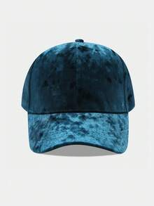 男女通用复古丝绒棒球帽，欧美时尚休闲情侣弯檐遮阳帽，嘻哈平顶帽，秋冬款 - 金絲絨 - 查看 5