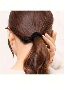 50pcs Black Elastic Headband, High Elasticity Seamless Ponytail Fixator, Rubber Band, Suitable For Thick Hair - Perfect For Women's Hairstyles And Accessories - Color - 查看 1