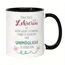 1pc-Color Ceramic Mug 11oz, Microwave, Funny, Unique Thank You Message Teachers, Reusable, Hand Wash Only, Multipurpose Use, Thanksgiving & Labor Day - Blue Gall Blue Handle - View 3