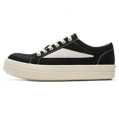 Thick-Soled Casual Sneakers Black And White Low-Top Men's Shoes Soft Snug-Fitting Durable Wrinkle-Resistant