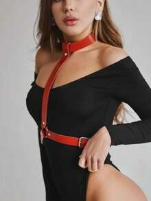 PU Leather Bra Harness Casual PU Leather Body Harness Belt Halloween Accessories Belt Adjustable Valentine's Day Gift - Black - View 9