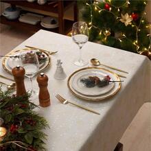 - Mantel de Navidad de 60x 104 pulgadas, mantel rectangular de copo de nieve para Accin de Gracias, da festivo, color crema y dorado serie de vidrio - 35 x 25 cm (Rectangular) + Copo de nieve Agnes-gold - Ver 3