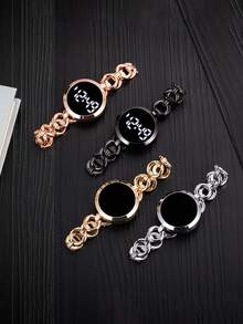 1 Đồng hồ điện tử hình chữ nhật mặt số vảy cá thời trang dành cho nữ, thích hợp để kết hợp hàng ngày, sinh nhật, quà tặng cho phụ nữ, kỷ niệm, khuyến mãi cuối năm, ngày độc thân, khuyến mãi Halloween, không có hộp quà tặng - Bạc - Xem 3