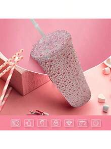 1个闪亮珍珠装饰吸管杯 - 色彩鲜艳闪亮的可重复使用饮水杯，时尚醒目，适合日常使用、聚会和送礼，这款独特的杯子将提升您的饮水体验。 - 彩色 - 查看 12