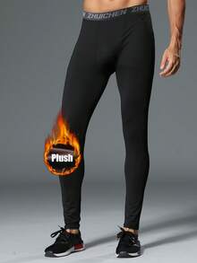 2 Pack Men's Fleece Lined Thermal Leggings - Soft Stretch Thermal Base Layer Long Johns For Men, Warm Pantalones Termicos Hombre For Workout, Running, Cycling & Skiing - Black - View 7