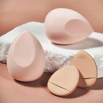 2/4件套化妆海绵和迷你指套粉扑套装 - 无乳胶美妆海绵，适用于打造完美无瑕的液体、膏状和粉状产品妆容，价格实惠，适合作为圣诞礼物、化妆品、化妆工具、平价好物、礼品、女士礼品、圣诞礼物