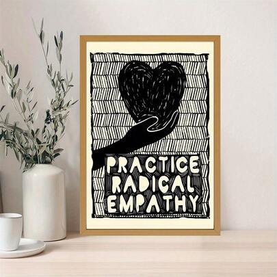 1 st. Upplev radikal empati på canvas - ramlöst bläckbokstävertryck på väggen, inomhus- och utomhusdekoration - klassisk modern konstdekoration - palmdesign, lämplig för vardagsrum, sovrum, hemmakontor, kaféer - väggbonad med social rättvisa och handlingstema