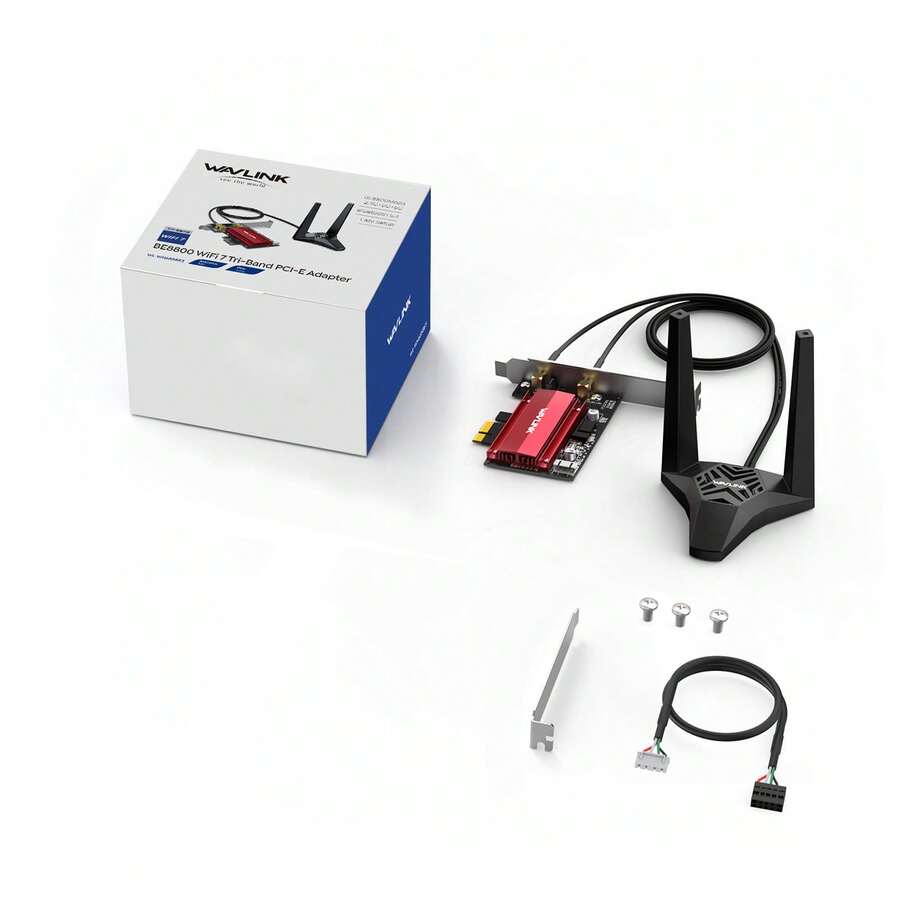WAVLINK PCIe Network Card,WiFi 7 Tri-Band BE8800 Wireless Adapter,With Bluetooth 5.4,MU-MIMO,WPA3.For Desktop.Game Consol,Computer Accesorries,Windows 10/11(64bit),For PCI-E Slots,Not For AMD Motherboard - Black - View 1