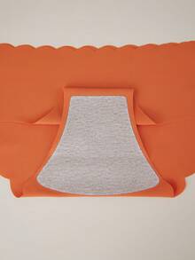 5 piezas de bragas de mujer de tiro bajo con dobladillo ondulado - Tela suave y elástica, colores sólidos ropa interior cómoda para uso diario, pantis triangulares para uso casual - Multicolor - Ver 6