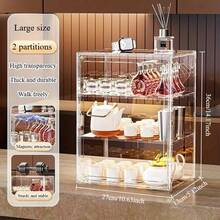 Acrylic Display Cabinet With Magnetic Door - Dust-Proof Stackable Kitchen Storage Organizer For Cups, Teapots And Coffee Accessories, See-Through Design, Easy Visibility, Suitable For Home Or Office Use, Kitchen Storage Cabinet, Fashionable Modern Appearance, Durable Plastic Structure, Cabinet Organizer And Storage, Cabinet Storage Organizer, Cabinet Storage Kitchen, Cabinet Organizer, Storage Box, Kitchen Organizer And Storage - Multicolor - View 12