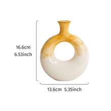 1pc Nordic Style Colorful Circle Shaped Resin Hand Painted Flower Vase, Decorative Flower Pot For Dried Flowers Decoration, Suitable For Living Room, Entrance, Hotel Decoration Gifts Birthday Graduation Home Decor Back To School Room Decor School Supplies Glass Vase - Yellow - View 10