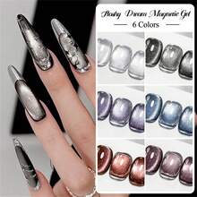 MEET ACROSS 6件套闪亮梦幻猫咪磁性凝胶指甲油套装，超闪亮玻璃珠效果半永久可卸UV凝胶指甲油美甲艺术家用及美甲沙龙用品 - 彩色 - 查看 7