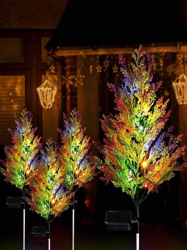 2/4PCS Solar Christmas Gift Cypress Lights, Solar-Powered, Festive, Decorative, Waterproof, Durable, Automatic, Easy-Install, Outdoor, Unique, Charming, Bright, Reusable, Versatile. Christmas Decoration XMAS Decor Christmas Tree Gift Decor Thanksgiving Wedding Home Decor Home Decor Fall Decor Autumn Decor Birthday Decorations For Gifts Party Supplies Indoor Outdoor Garden Holiday Festival Decor Halloween Decor Wall Decor Halloween Ornaments