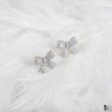1 Pair Sparkling Crystal Bowknot Earrings For Women - Elegant Party Statement Jewelry, Charm Stud Earrings, Fashion Fashion Accessories, Holiday/Party, Everyday Wear, Valentine's Day, New Year's Gift - 彩色 - 查看 4