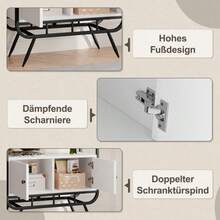 80 X 30 X 180 Cm Metallregal, White Lagerschrank With Doppeltür, Drei Regalböden, Schwarzes Metallregal, High Metallfüße, Rounde Dekoration, White + Black - Black - View 6