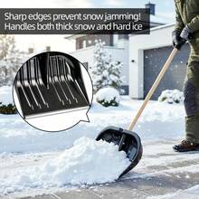 Łopata do śniegu z tworzywa sztucznego o szerokości 137 cm z uchwytem typu D, ostrze ze stopu aluminium, duża pojemność pługu do śniegu, lekkie narzędzie do odśnieżania ogrodu, samochodu, kempingu - Czarne - Zobacz 4