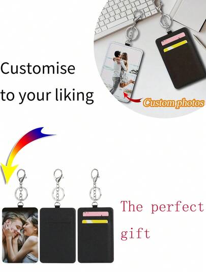 コンパクトマルチカードホルダー、パーソナライズ可能な空白のスーツケースタグ、フェイクレザーカードケース、DIYフォトギフト。ミニマリストでスペースを節約する設計で、IDや各種カードを収納できます。軽量でポータブル、銀行/クレジットカードや名刺に最適。日常の通勤に適しています。