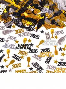 2026 New Years Confetti,Shinny Metallic 2026 Happy New Year Stars Bottles Mixed Confetti,New Years Eve Decorations,Throwing Props, Happy New Year Confetti, Party Decoration, Table Decoration,For Tables 2026 New Year Decorations New Years Eve Party Supplies,Silver Black Gold