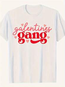 Galentine's Day Shirt Women Galentines Gang T-Shirt Valentine's Day Gift For Her Cute Heart Print Top Female Crewneck Tee - trắng - Xem 1