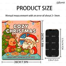 24页精美原创圣诞插画，珍珠纸封面，厚实内页，圣诞节礼物、感恩节礼物、万圣节礼物、新年礼物、生日礼物、派对礼物、返校礼物，7.9*7.9英寸 - 簡單聖誕圖案 - 查看 9