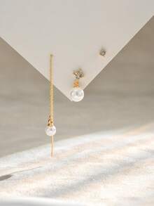 Nooxian 3pcs/Set Elegant Pearl Four-Leaf Clover Earrings & Studs Set, Suitable For Women's Daily Wear - Yellow Gold - View 5