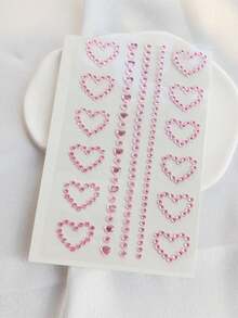 粉色爱心DIY眼部宝石装饰，水钻贴纸，适用于婚礼、派对、音乐会、音乐节、Y2K风格、艺术人体彩绘配件 - 粉色 - 查看 6