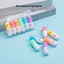 6 Peças Mini Canetas Marca-Texto Fluorescentes, Expressão Criativa, Canetas Marcadoras de Natal, Canetas Bolinhas Fofas e Alegres, Suprimentos Escolares, Presentes de Natal