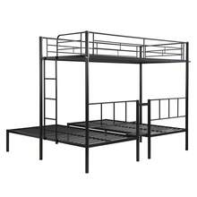 Twin Over Twin Over Twin Bunk Bed ,Triple Bunk Bed With A Vertical Ladder, Metal Frame Bunk Bed With Safety Rail, Twin Over Twin Over Twin Triple Bunk - White + Metal - View 8