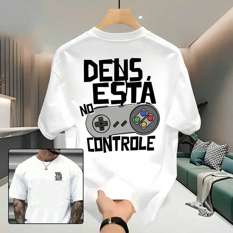 God Is In Control Unisex T-Shirt – Cotton, Christian Print, Summer, Regular Fit, New Year's Style, Gospel Shirt, Creative Gift - 白色 - 查看 1