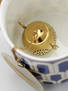 304 Stainless Steel Tea Pot With Lid & Built-In Tea Infuser, Suitable For Office Tea Brewing - Multicolor - View 5