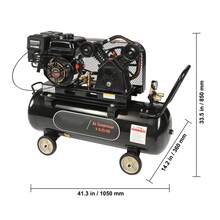 Compresor de aire a gas  de 7 HP, tanque de compresor de aire horizontal de 21 galones, sistema de aire comprimido con bomba de pistón accionada por gas de 9 CFM a 115 PSI con presión máxima de 115 PSI para talleres en sitios de construcción - 21 galones - Ver 10