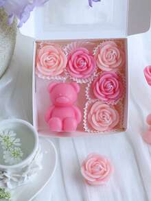 1 Set Scented Candle Gift Set, 1 Cute Mini Bear Candle, Fragrance Candle, Gift, Wedding Gift, Souvenir, Return Gift, Home Decor Candle, Living Room Decor, Wedding Decor, Desktop Decoration, Outdoor Decor, Lovely Decoration, Wedding Partner Hand Gift, Home Decoration, Valentine's Day Gift, Room Decor, Candle, Candles, Gifts, Scented Candles, Home Decoration - Multicolor - View 5
