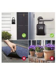 Waterproof Combination Lockbox Wall Mount 4 Digits, Resettable Key Hider Large Key Box With Resettable Combination | Heavy-Duty Outdoor Key Lockbox | Weatherproof Portable Security Box For Home, Office, Airbnb, Or Real Estate Use,Black - Black - View 6