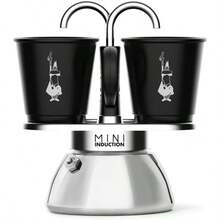 Mini Induction Set With 2 Cups Stainless Steel Moka Set Suitable For Induction Hobs Black Aluminium And Stainless Steel Coffeemaker 2 Cup Capacity 90 Ml - Black - View 1