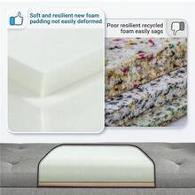 Butterslay 1pc Modern Tufted Storage Bench With Rubebr Wood Legs, Fabric Shoes Stool With Rolled Arms, For Entryway, Shop, Bar - Light Gray - View 5