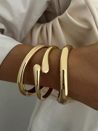 Brazalete de acero inoxidable con forma de gota de agua de moda exagerada, adecuado para eventos formales, fiestas, uso diario y como regalo para amigos