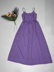 Solid Color Sexy U-Neck Ruched Waist Cami Mini Dress