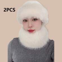 户外休闲欧美风百搭套装 - 蒙古帽、渔夫帽和配套围巾 情人节礼物 - 彩色 - 查看 3