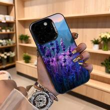 Carcasa para iPhone con diseño de lavanda púrpura y montañas al atardecer en tonos azules y rosados ideal para uso diario y ocasiones especiales Aplicable a los teléfonos de la serie Apple y Galaxy - Blanco - Ver 4