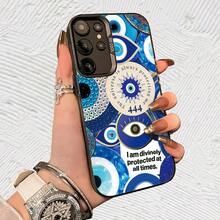 Ojo turco azul 444 protección divina Impresión UV para iPhone 11/12/13/14/15/16 Plus/17 Pro Max (Regalos de Navidad seleccionados, regalos por el Día Nacional, regalos por el Día de la Independencia, regalos de San Valentín, regalos de cumpleaños - Negro transparente - Ver 1