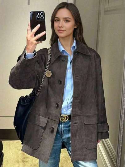 Vintage American Milliard Old Money Casual Loose Minimalist Relaxed Fit Versatile Gray Blazer Spring