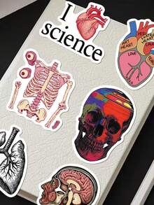 50pcs Vintage Anatomy Science Stickers, Suitable For Laptop, Phone, Skateboard, Helmet, Diary, Scrapbook - Multicolor - View 2