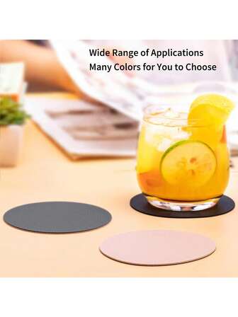 6pcs Lychee Texture PVC Leather Coasters, Double-Sided Dual-Color Round 4-Inch Small Coasters, Anti-Slip Heat Insulation Pads