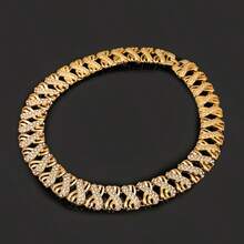 Bộ trang sức xoắn chéo Chunky, Hoa tai cô dâu truyền thống, Vòng cổ, Vòng tay và Nhẫn hợp kim kẽm mạ vàng 18K, Phụ kiện tiệc đính hôn cho tiệc cưới - hoa tai - Xem 7