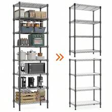 M MZG Heavy Duty Storage Shelving Utility Wire Shelving Unit, Steel Storage Rack For Warehouse Pantry Office Kitchen Pantry Organization, Laundry Room Utility Shelf & Bathroom Storage, Adjustable Black Metal Organizer - màu đen - Xem 16